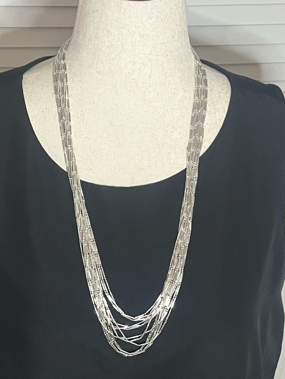 Coldwater Creek Layered Silver Tone Multi-Strand Necklace